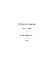 Giles Swayne: Epitaph And Refrain Op.89 (Score)