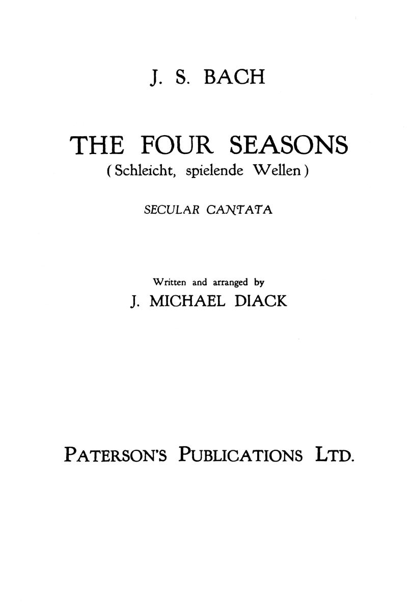 Bach, Js Four Seasons V/S