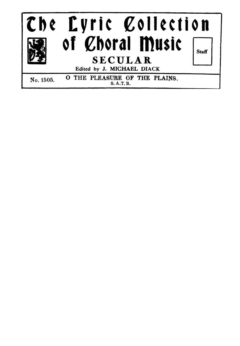 Handel O The Pleasure Of The Plains Satb