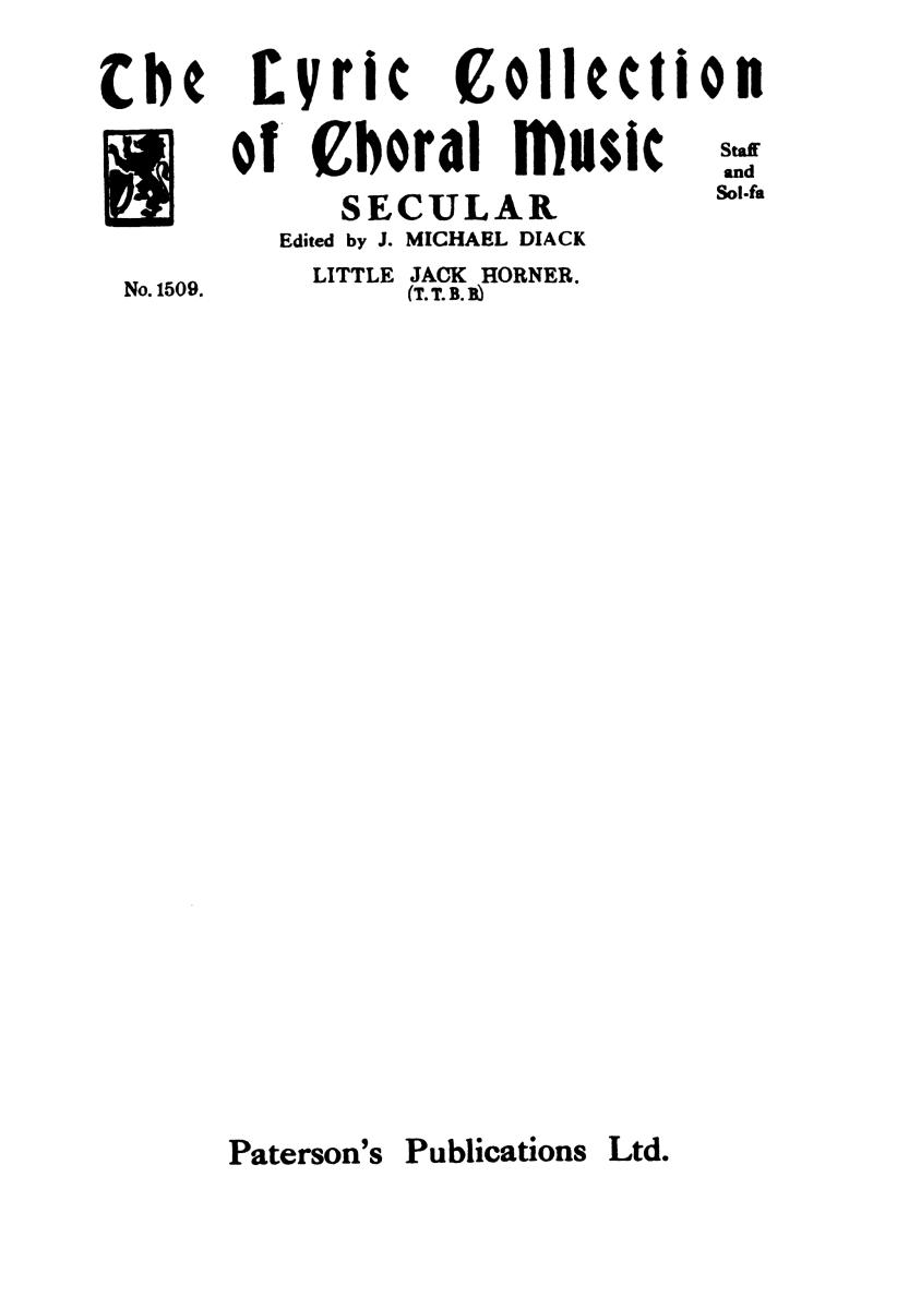 J. Michael Diack: Little Jack Horner (TTBB)