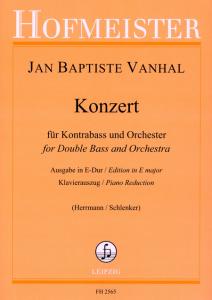 Jan Baptiste Vanhal: Concerto In E (Double Bass and Piano)