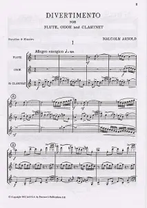 Malcolm Arnold: Divertimento For Wind Trio Op.37 (Score)