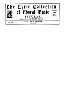 J. Michael Diack: Little Jack Horner (SATB Tonic Sol-Fa)