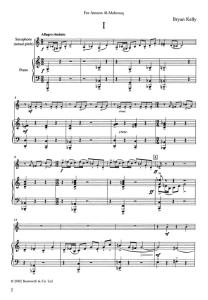 Bryan Kelly: Sonatina For E Flat Saxophone And Piano