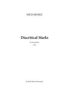 Nico Muhly: Diacritical Marks (Score/Parts)