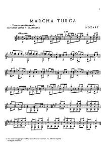 W.A. Mozart: Marcha Turca (Sonata No.11 In A K.331) (Guitar)