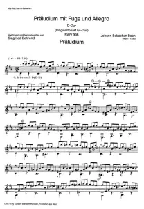J.S. Bach: Prelude, Fugue And Allegro BWV 998 (Guitar)