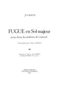 Jean S&eacute;bastien Bach: Fugue En Sol Majeur