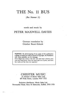 Maxwell Davies: No 11 Bus Piano Score