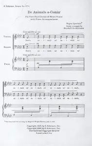 De Animals A-Comin' (Low Voices)