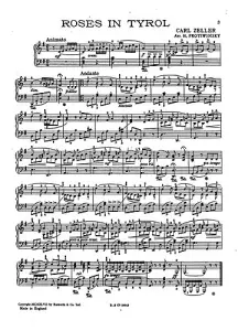 Carl Zeller: The Birdseller, The Cherry Tree And Roses In Tyrol (Piano)