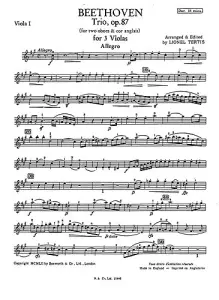 Beethoven: Trio Op.87 (Three Violas Arr. Lionel Tertis)