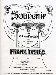 Franz Drdla: Souvenir For Violin And Piano