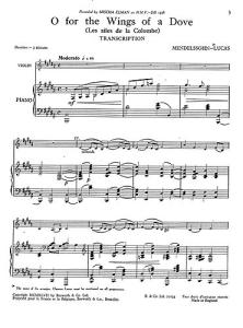 Felix Mendelssohn: O For The Wings Of A Dove (Violin/Piano)