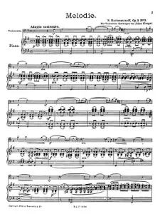 Sergei Rachmaninov: Melodie For Cello And Piano Op.3 No.3