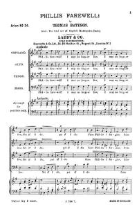 Thomas Bateson: Phyllis Farewell