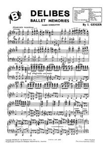 Geiger, I Delibes Ballet Memories Orch Pf Sc/Pts