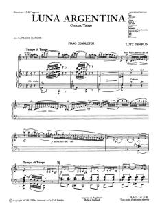 Templin, L Luna Argentina Concert Tango (Naylor) Orch Pf Sc/Pts