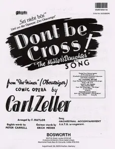 Carl Zeller: Don't Be Cross (Sei Nicht Bos)