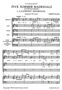 Robert Walker: Five Summer Madrigals For SATB Chorus