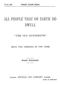 Louis Bourgeois: All People That On Earth Do Dwell (Hymn) Satb/Organ