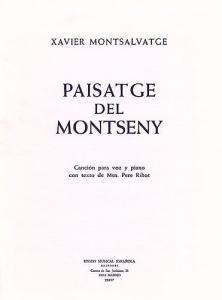 Montsalvatge Paisatge Del Montseny Voice/piano