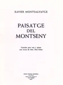 Montsalvatge Paisatge Del Montseny Voice/piano