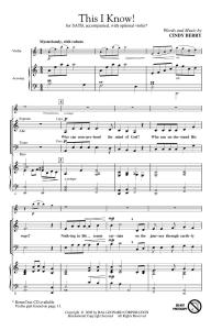 Cindy Berry: This I Know (Vocal Score)