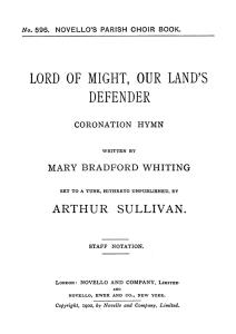Arthur Sullivan: Lord Of Might, Our Land's Defender (Coronation Hymn) Satb/Org