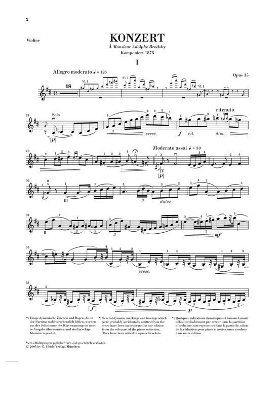 Pyotr Ilyich Tchaikovsky: Violin Concerto Op. 35 (Violin and Piano)
