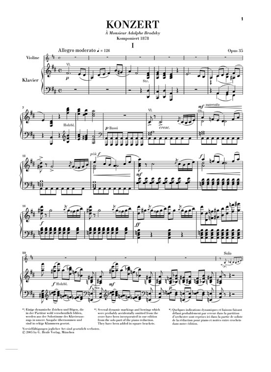 Pyotr Ilyich Tchaikovsky: Violin Concerto Op. 35 (Violin and Piano)