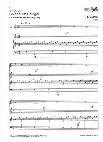 Arvo Pärt: Spiegel im Spiegel (für Klarinette und Klavier)