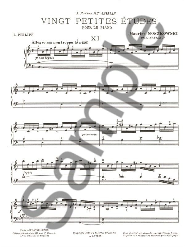 Moszkowski: 20 Petites Études Op91 Volume 2 Piano