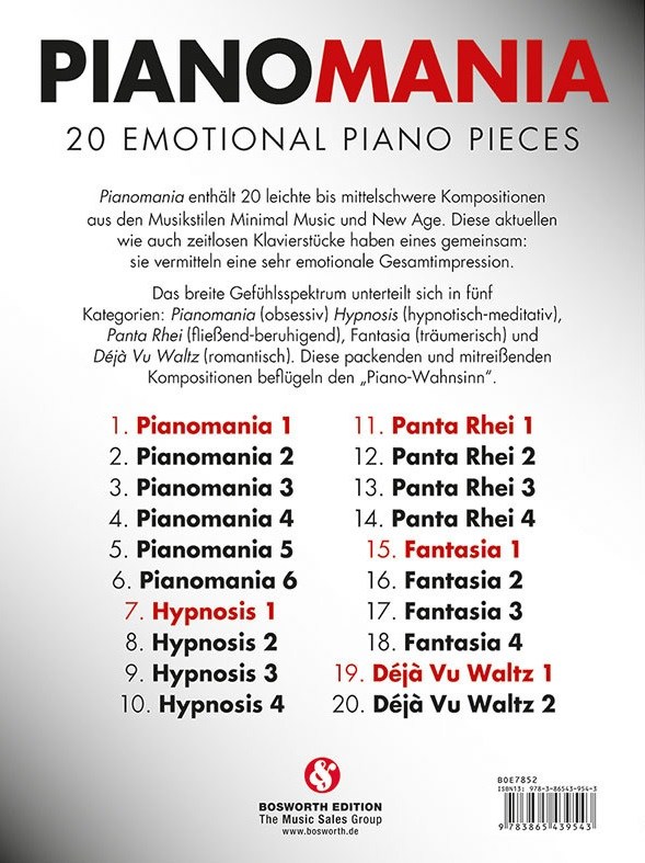 Pianomania: 20 Emotional Piano Pieces (Book/CD)