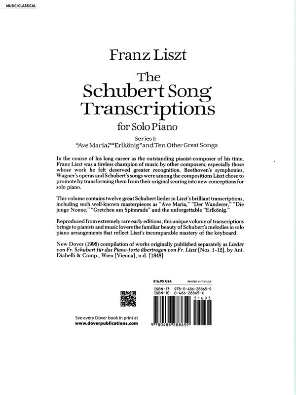 Franz Liszt: Schubert Song Transcriptions For Solo Piano Series I