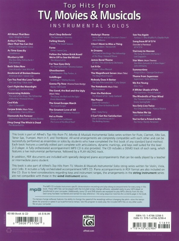 Top Hits From TV, Movies & Musicals - Horn In F (Book/CD)