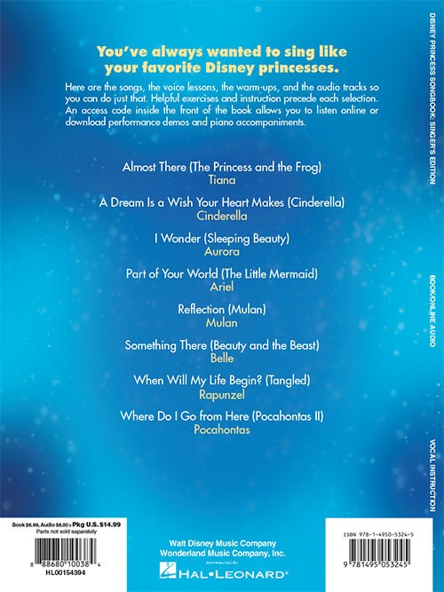 Disney Princess Songbook: Singer's Edition (Book/Online Audio)