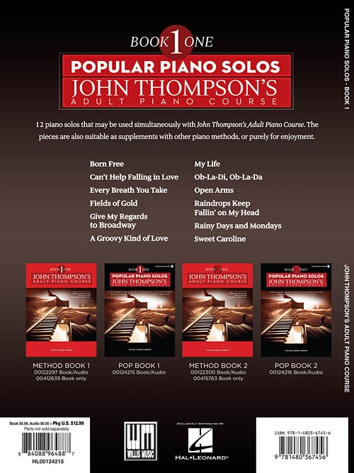 Popular Piano Solos: John Thompson's Adult Piano Course - Book 1 (Book/Online Au