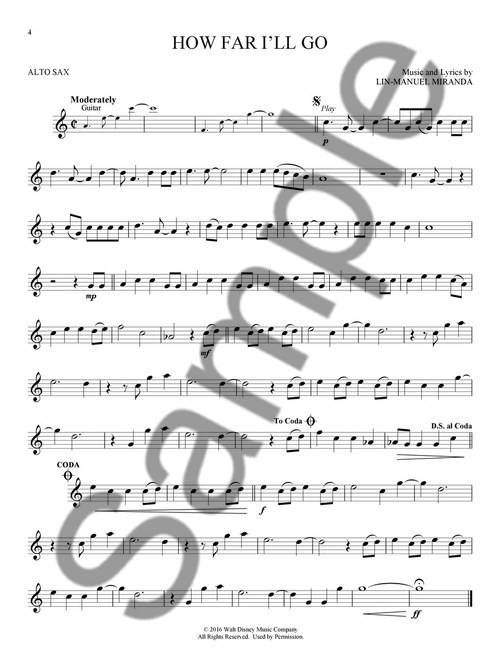 Play-Along: Moana - Alto Saxophone (Book/Online Audio)