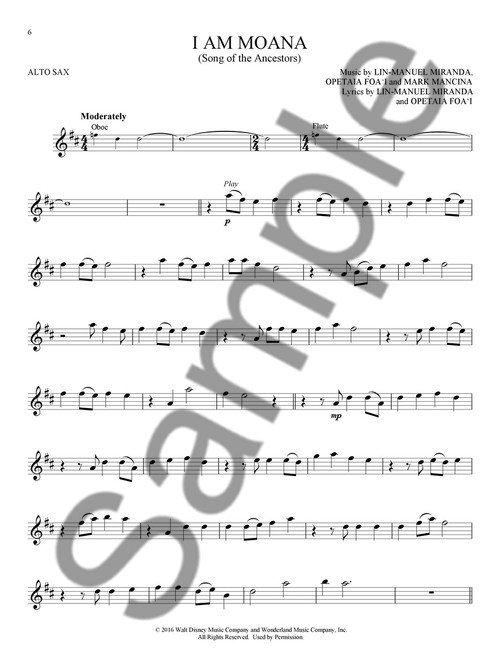 Play-Along: Moana - Alto Saxophone (Book/Online Audio)