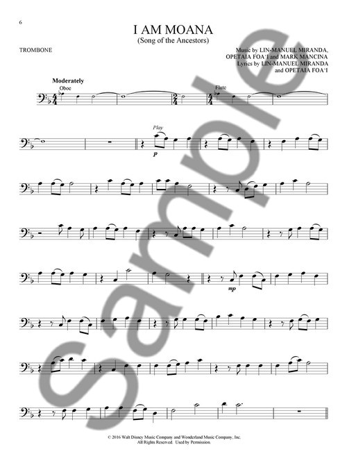 Play-Along: Moana - Trombone (Book/Online Audio)