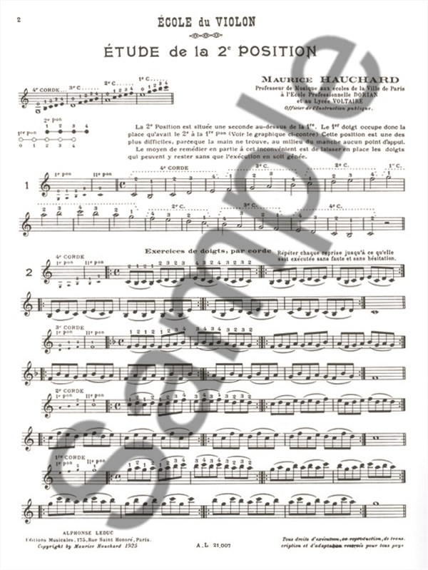 Hauchard: Étude Des Positions Volume 2 Violon