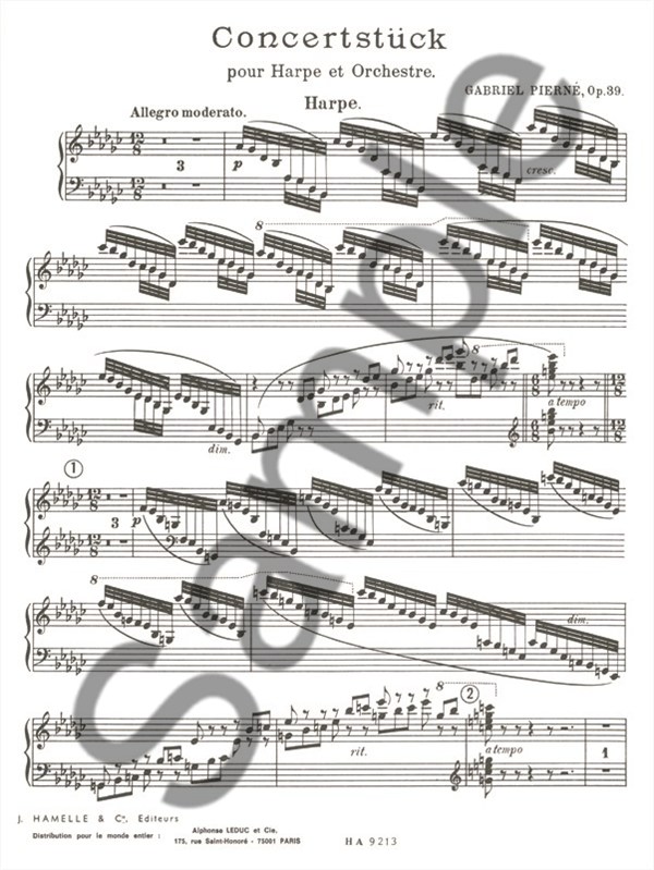 Gabriel Piern: Concertstck Op.39 Harp Part