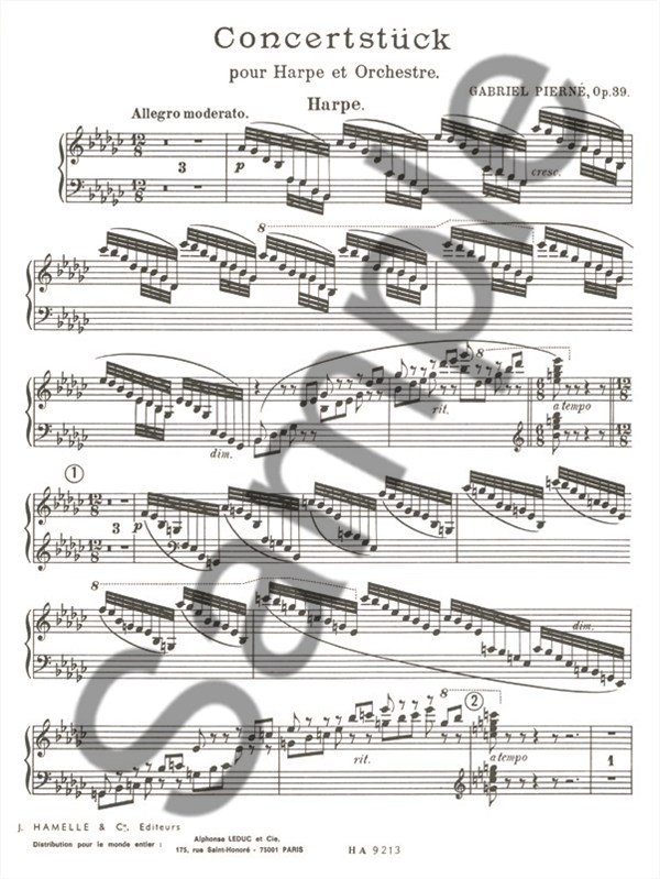 Gabriel Pierné: Concertstück Op.39 Harp Part