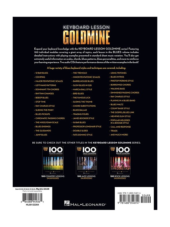 Keyboard Lesson Goldmine: 100 Blues Lessons (Book/2 CDs)