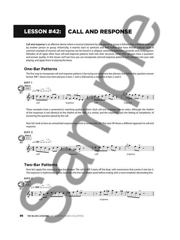 Keyboard Lesson Goldmine: 100 Blues Lessons (Book/2 CDs)