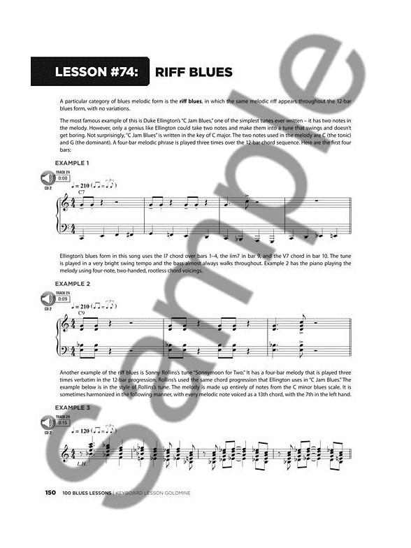 Keyboard Lesson Goldmine: 100 Blues Lessons (Book/2 CDs)