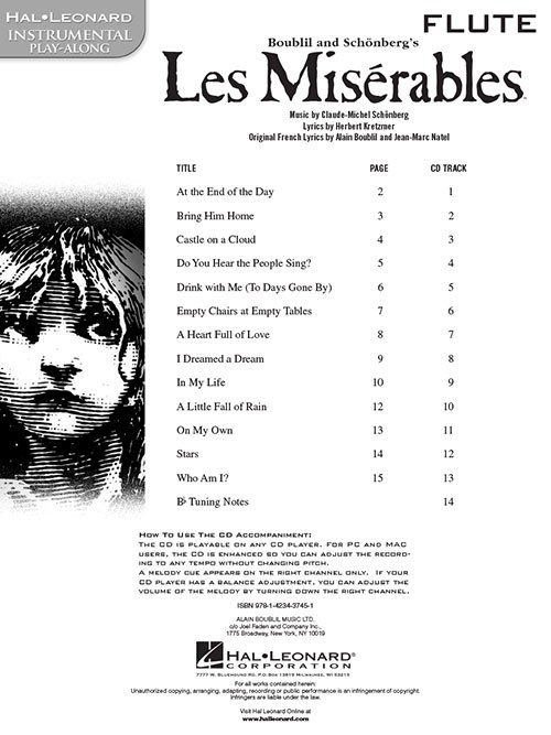 Les Miserables Play-Along Pack - Flute (Book/Online Audio)