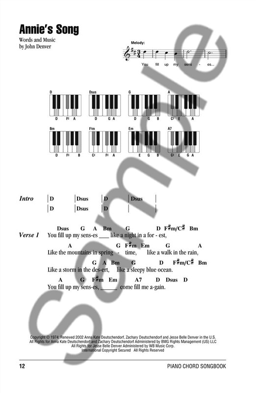 John Denver: Piano Chord Songbook