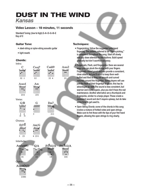 Teach Yourself To Play Guitar Songs: Dust In The Wind And 9 More Fingerpicking C